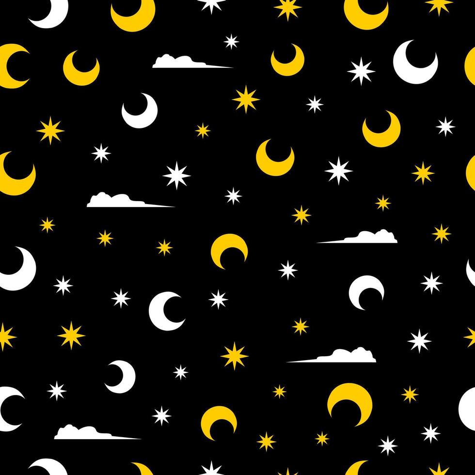 moon stars and sky seamless pattern background vector