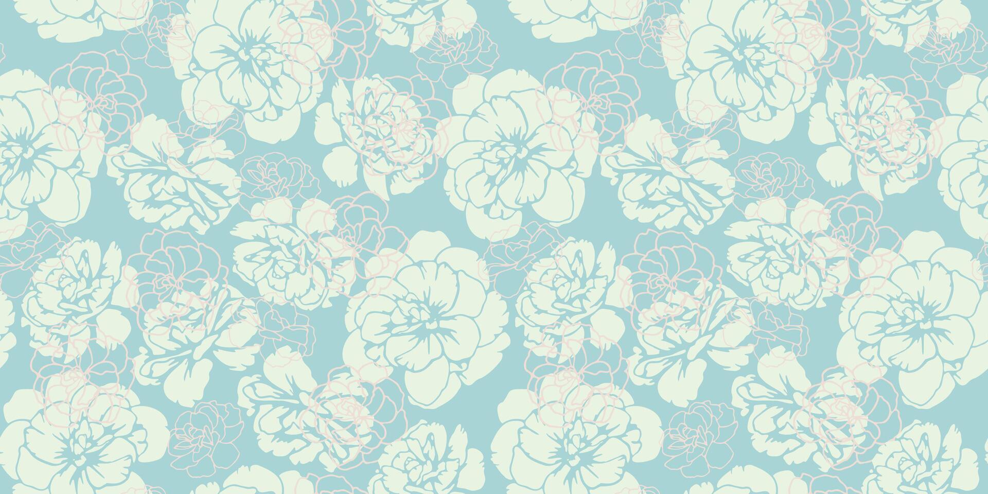 Pastel seamless pattern with abstract shapes buttercups, pansies flowers. Creative contour silhouettes, lines, outlined floral print. hand drawn. Unique nature ornament for design vector