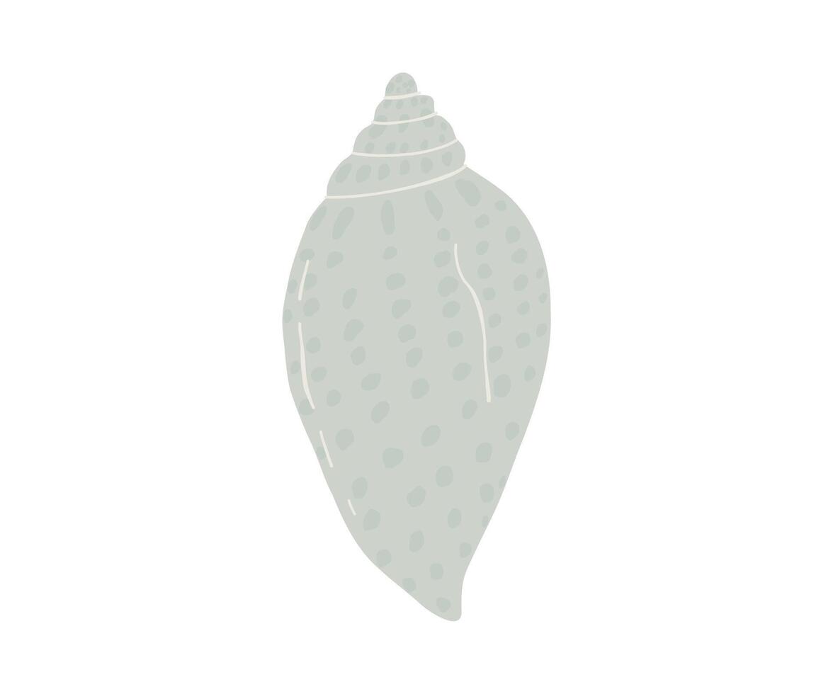 The gray shell is drawn in a flat style. Sea, coast, beach. Hand drawn illustration. vector