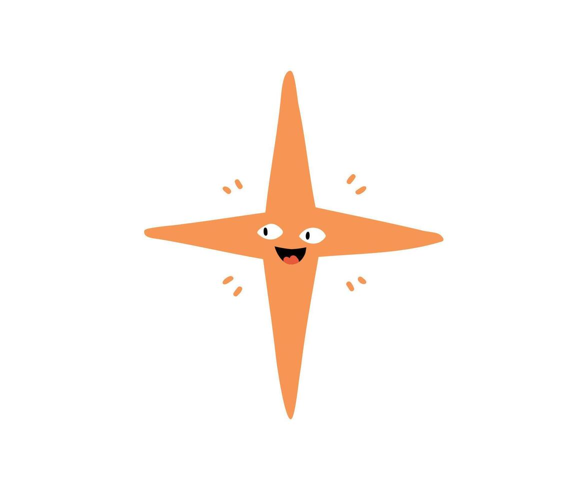 Cute funny star with emotions drawn in flat style. Hand drawn illustration. vector
