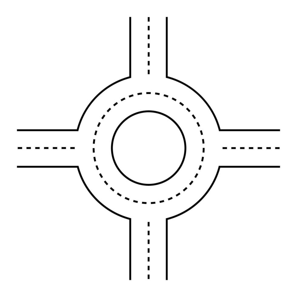 Simple Roundabout Road Intersection Diagram vector