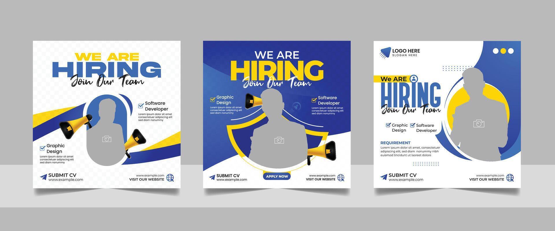 Hiring job vacancy digital marketing social media post banner design vector