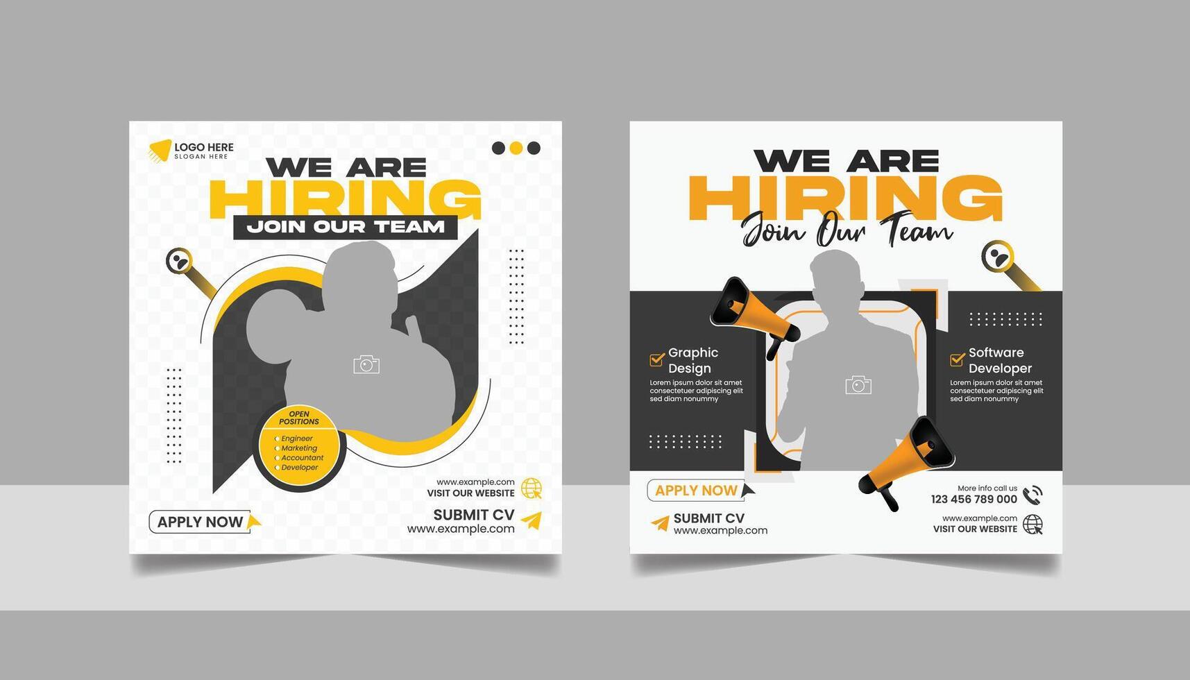 Hiring job vacancy digital marketing social media post design vector