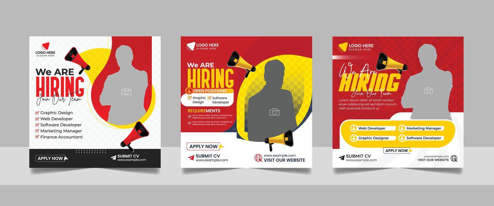 Business we are hiring employee square flyer design vector