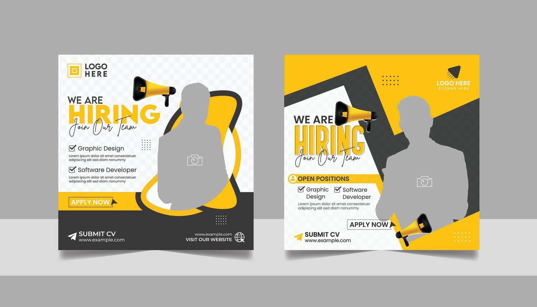we are hiring employee square flyer design. vector