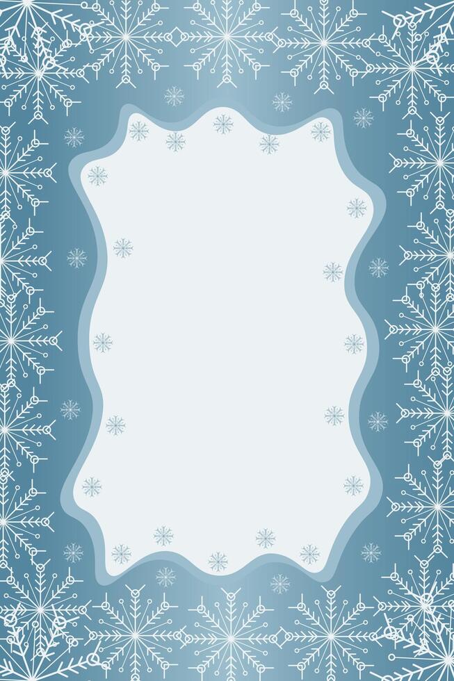 Winter snowy frame. Christmas Snowflakes border. Snow frame frozen background vector