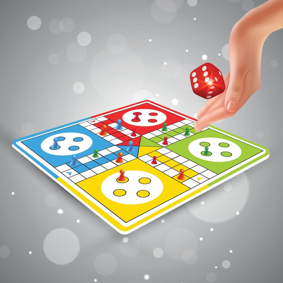 A hand throwing Dice Playing Ludo vector