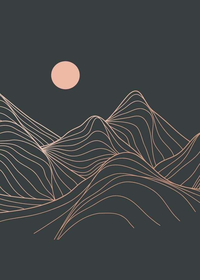 Abstract Mountain illustration. creative minimalist modern line art print. Abstract contemporary aesthetic backgrounds landscapes. use for print art, poster, cover, banner vector