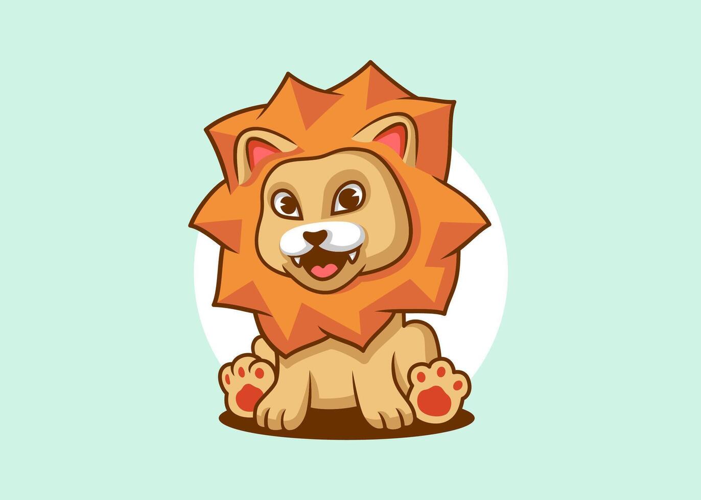 Mascot design of adorable lion cub sit down with happy expression vector