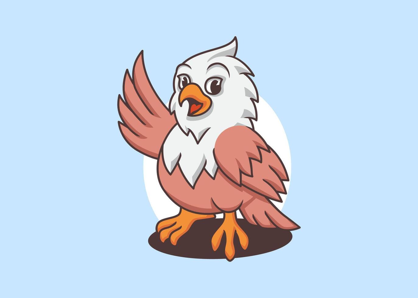 Adorable and cute eagle chick waving wing with cheerful expression vector