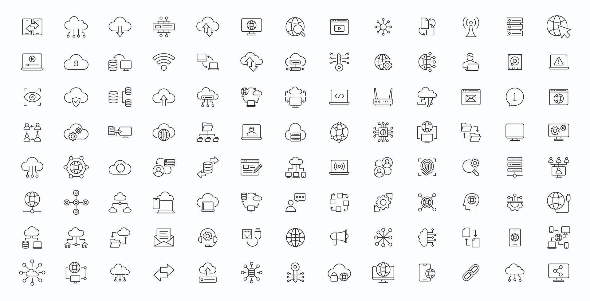 Information Technology web icon set. Network, web design, software, website, data, computer, progress, programming, internet, collection. vector