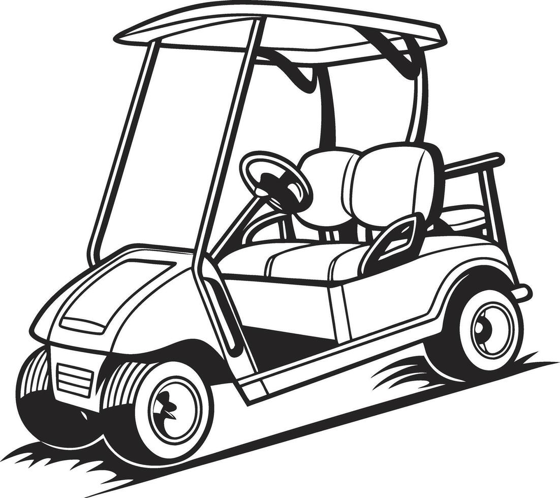Golf Cart Line Art Black and White Minimalist Illustration vector