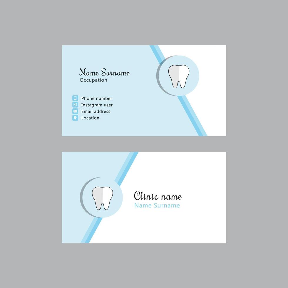 Dentist business card in white and blue vector