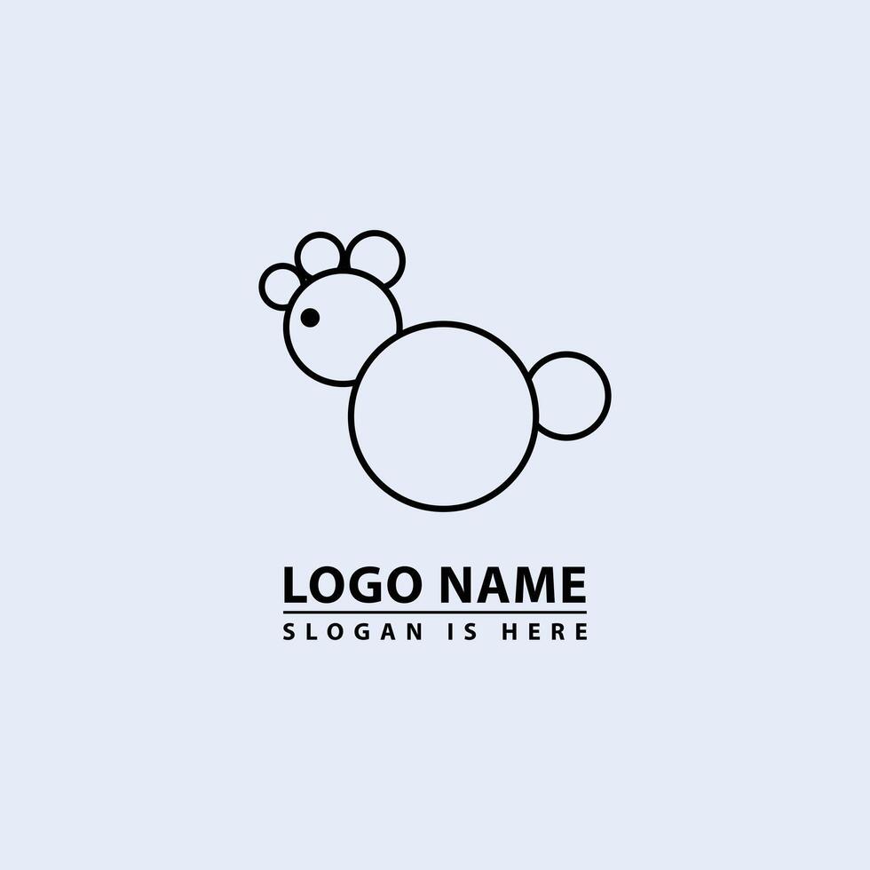 Chicken head with circle line logo . vector