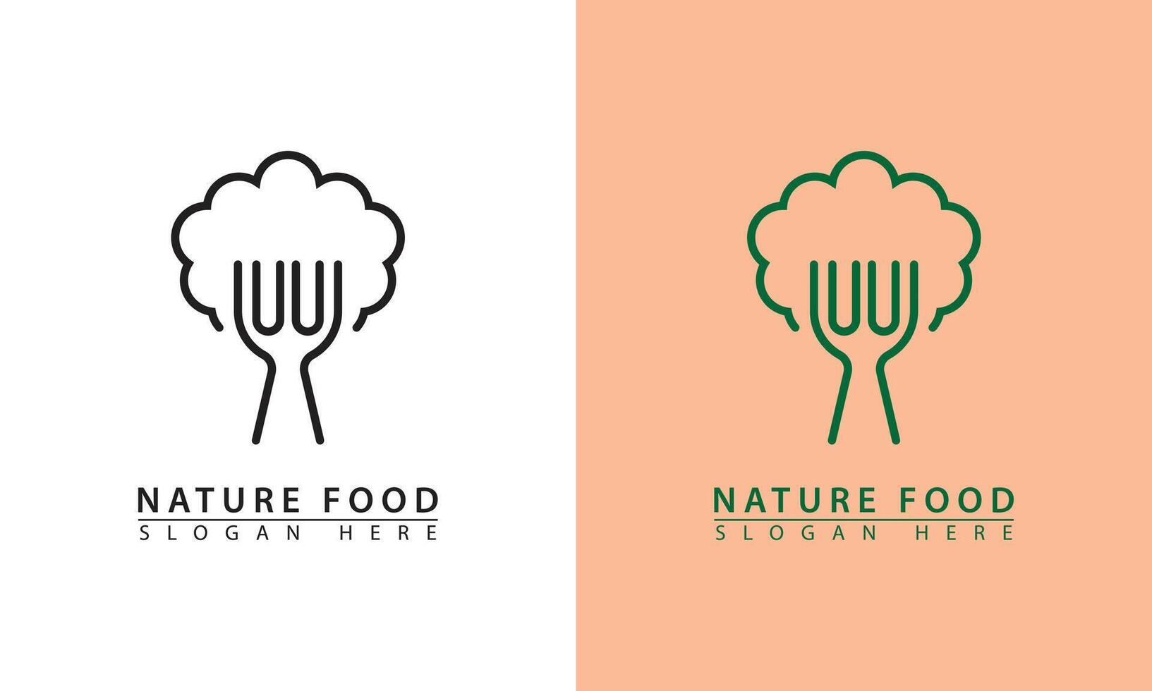 Elegant Tree and Dinner Fork Line Art Icon Logo Illustration. Festive natural food icon. vector