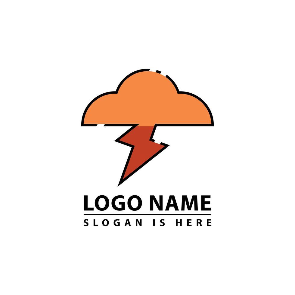 Simple cloud and lightning icon logo vector