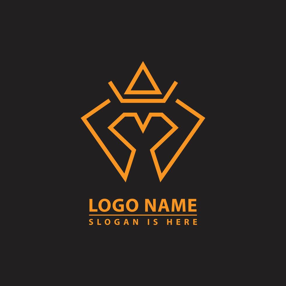 Luxury gold crown M logo design with feathers. Premium M letter monogram logo. vector