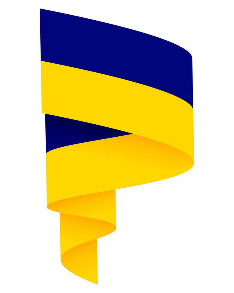 Isolated 3D Ukrainian flag sign. Spiral design in yellow and blue colors representing the flag of Ukraine. Abstract illustration isolated on white background. National symbol. vector