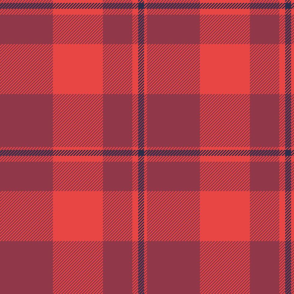 Adorable check seamless textile, kingdom plaid pattern . 40s tartan fabric texture background in red and dark colors. vector