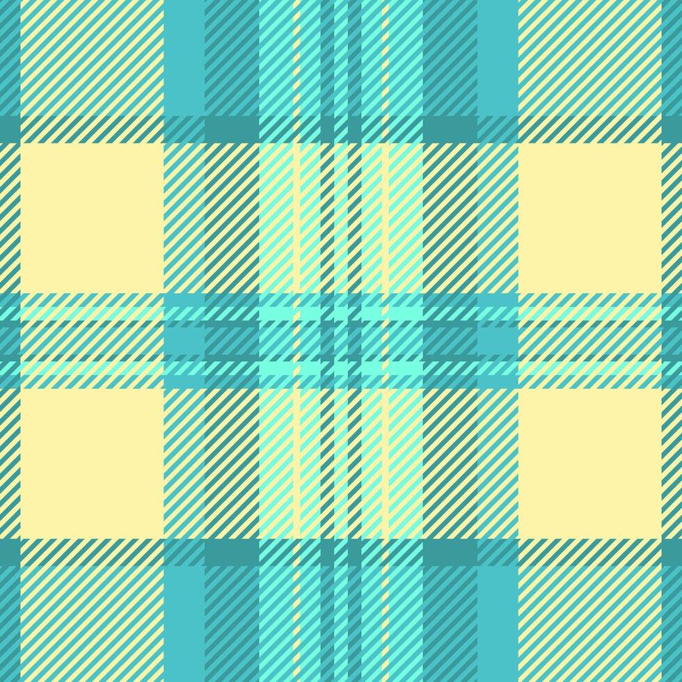 Editable texture fabric check, father background seamless. Uk pattern plaid textile tartan in cyan and yellow colors. vector