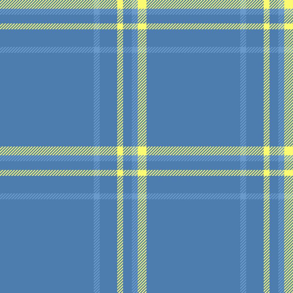Conceptual seamless check background, setting plaid tartan texture. Packing textile pattern fabric in blue and yellow colors. vector