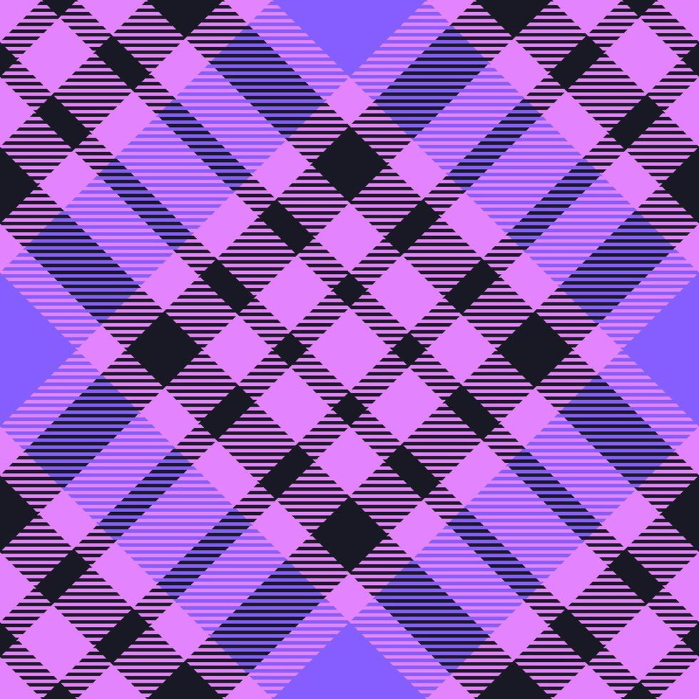 Rough textile texture, multicolor fabric pattern plaid. Foot background tartan seamless check in purple and black colors. vector