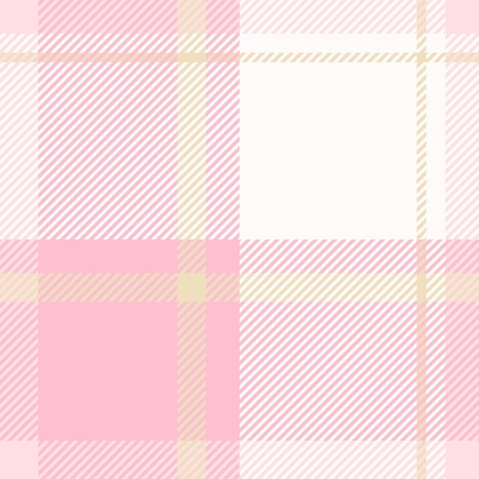 Ethnic plaid fabric tartan, christmas texture seamless check. Folk textile background pattern in white and pink colors. vector