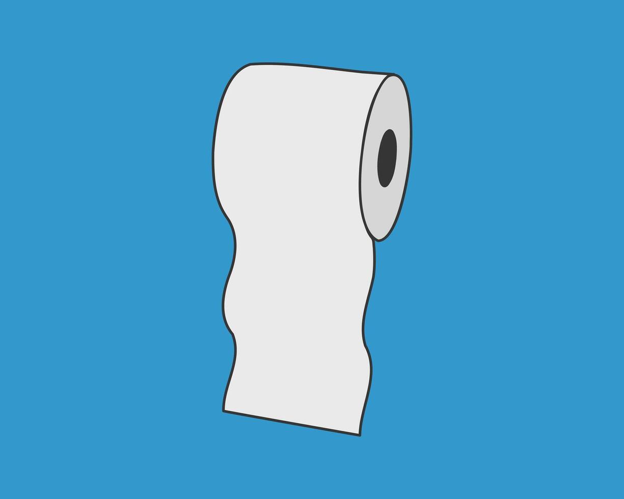 Simple illustration of a toilet paper roll against a vibrant blue background. Perfect for websites, apps, or presentations needing a clean, minimalist design. vector