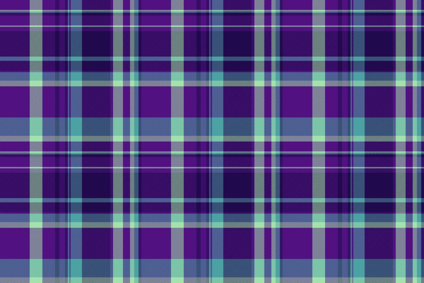 Installing texture textile seamless, throw check tartan pattern. Self background fabric plaid in violet and cyan colors. vector