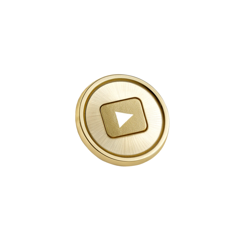 gold youtube button isolated on transparent background png