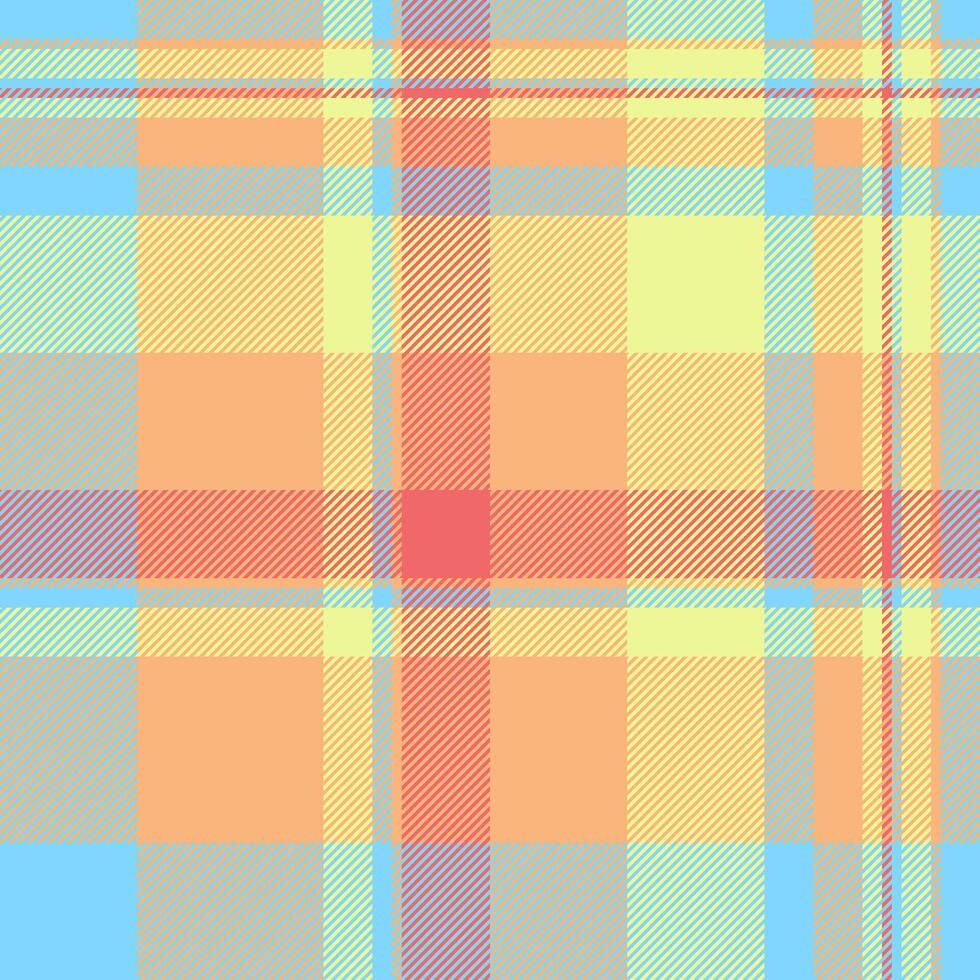 Kingdom textile texture, uniform fabric plaid seamless. Poster background tartan check pattern in orange and cyan colors. vector