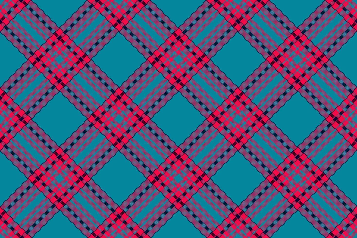 Intricate texture textile plaid, fur background fabric seamless. Neat check tartan pattern in cyan and bright colors. vector
