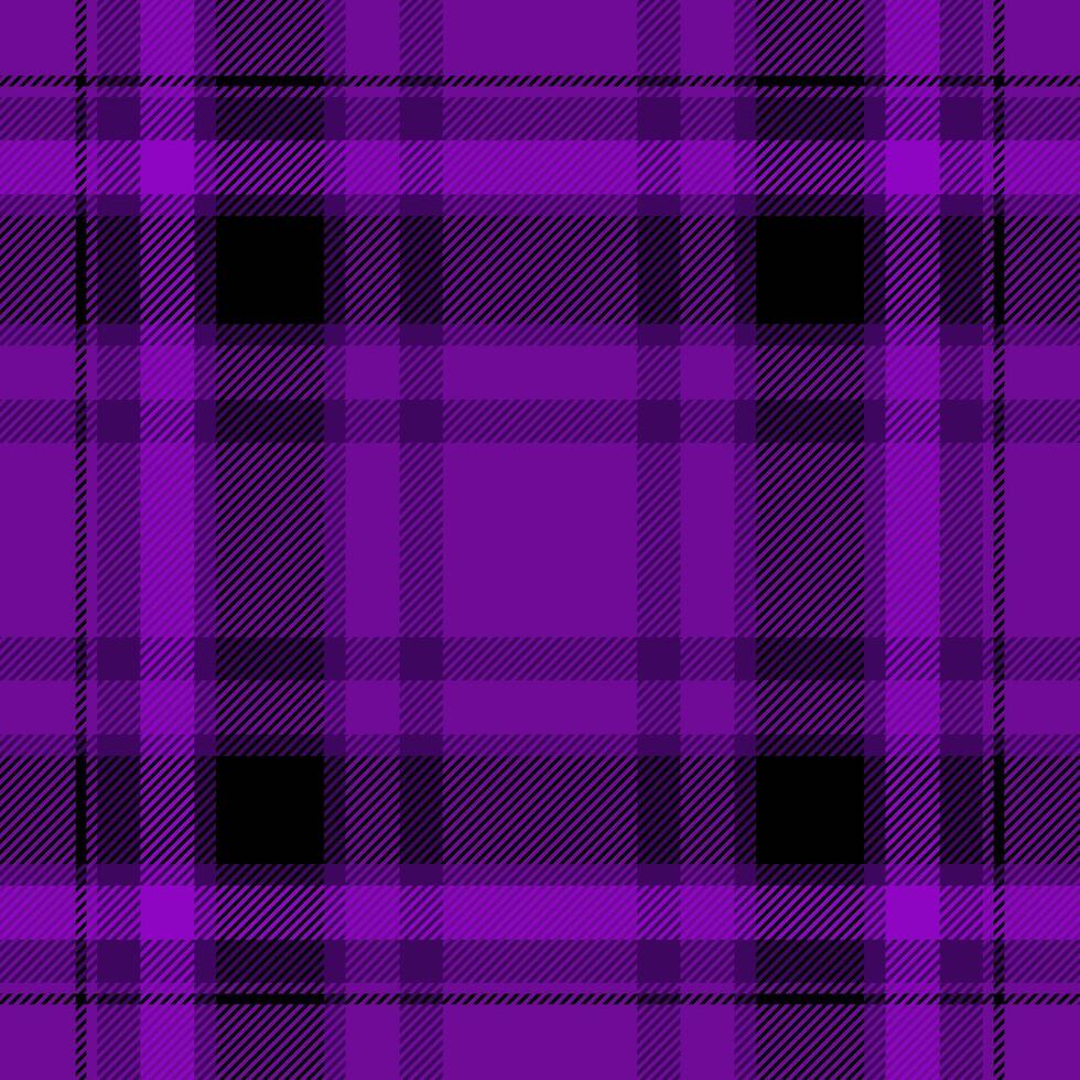 Kilt check tartan fabric, stitch texture pattern plaid. Printing textile background seamless in purple and violet colors. vector