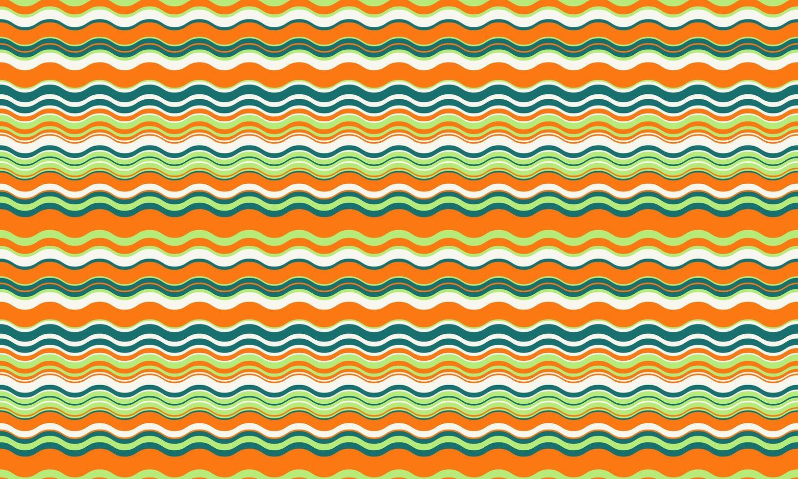 Vibrant wavy stripes pattern in teal, orange, and lime green. Perfect for textile designs, website backgrounds, or summer-themed projects. Seamless repeat texture offers endless possibilities vector