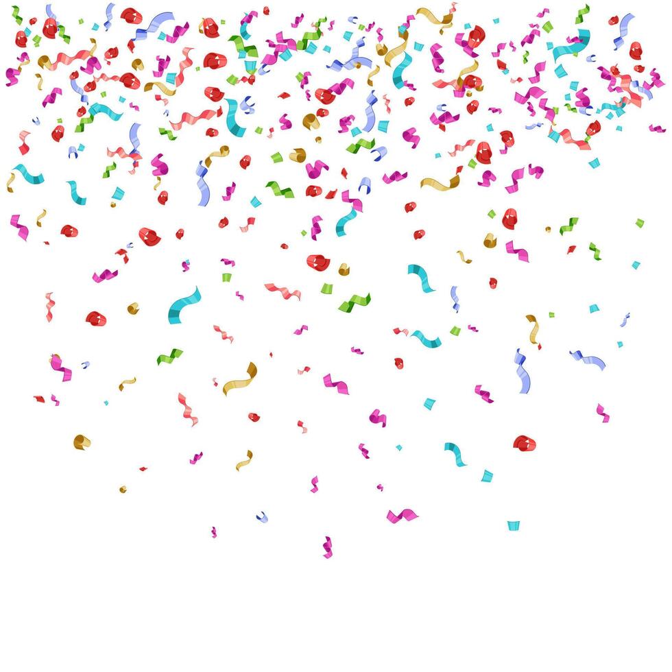 Faling confetti for festival background, birthday party invitation, carnival celebrate, glamour concert. Shiny colourful flying particle. Magic mosaic effect, romantic vibrant ornament. vector