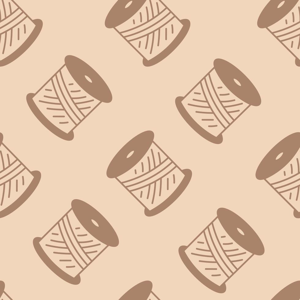 Spool of Thread Sewing Seamless Pattern vector