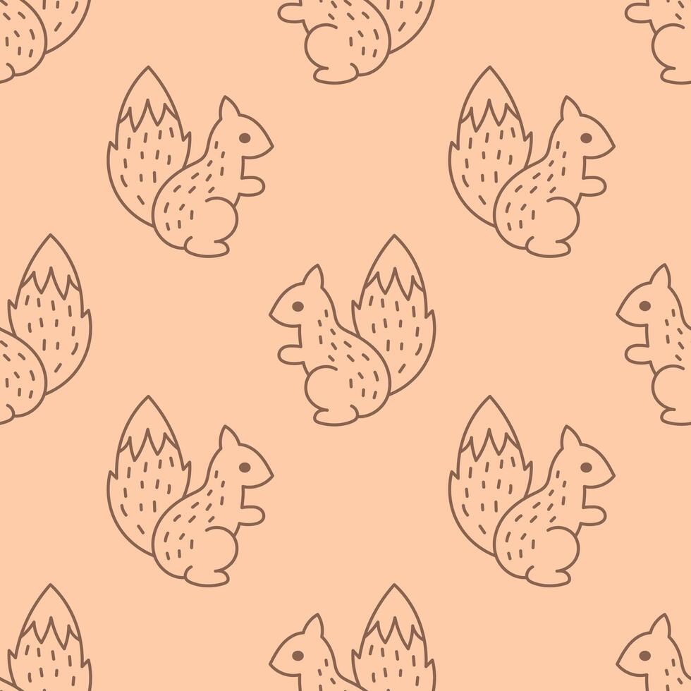 Squirrel Doodle Seamless Pattern vector