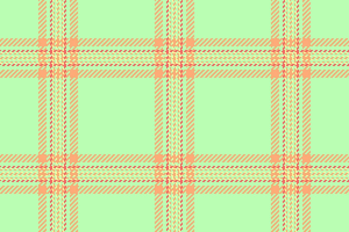 Seventies background texture check, pixel seamless tartan. Menswear plaid pattern fabric textile in light and orange colors. vector