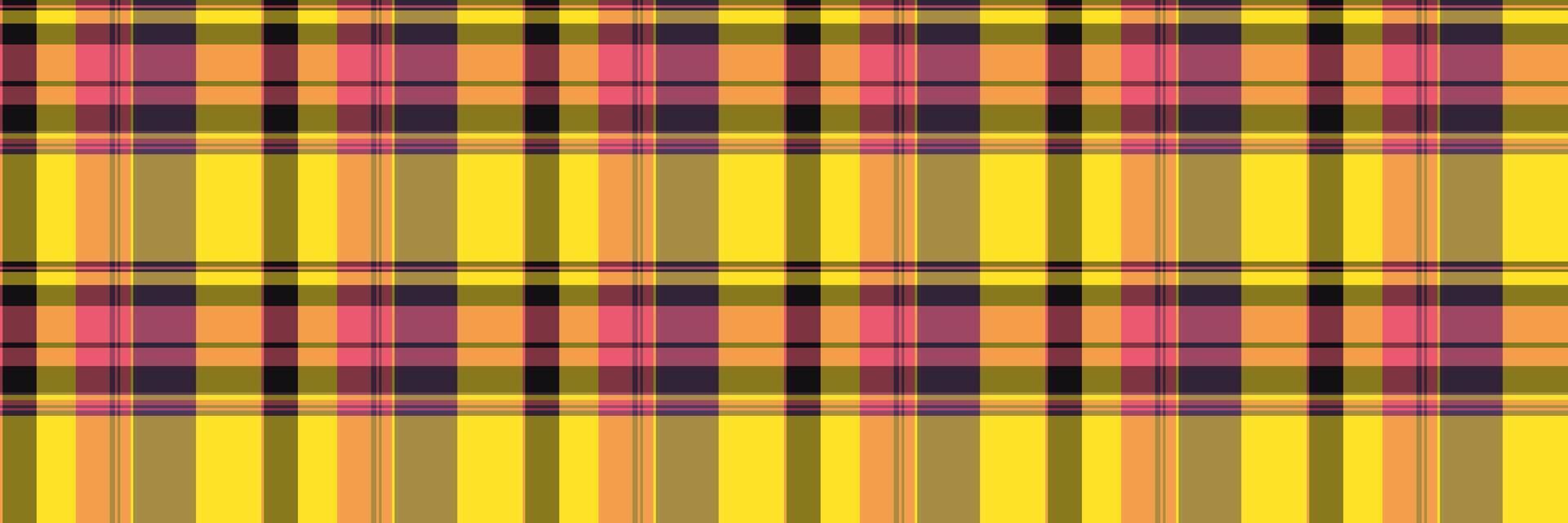 Overlayed pattern check tartan, scarf plaid background. Baby texture fabric textile seamless in yellow and orange colors. vector