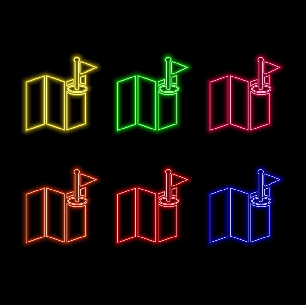 Neon icon set location, navigation. Set of red, blue, yellow neon icon. gps neon. vector