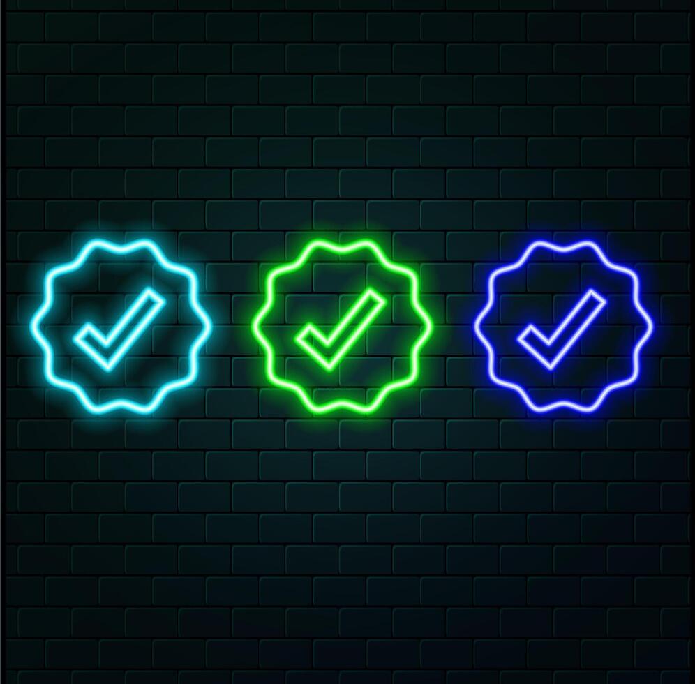 neon abstract check mark. illustration.. vector