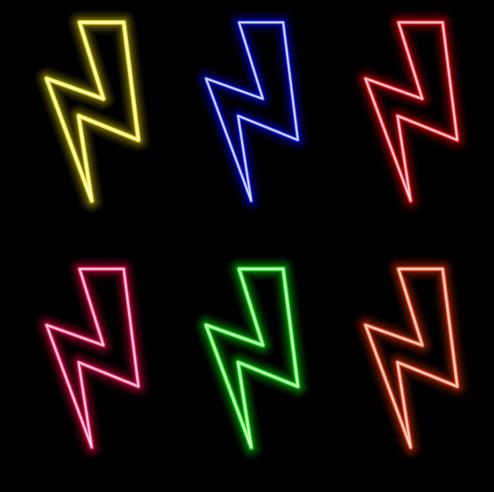 Neon green and pink color fast power charging icon on black background. Glowing neon Charging icon, power icon... vector