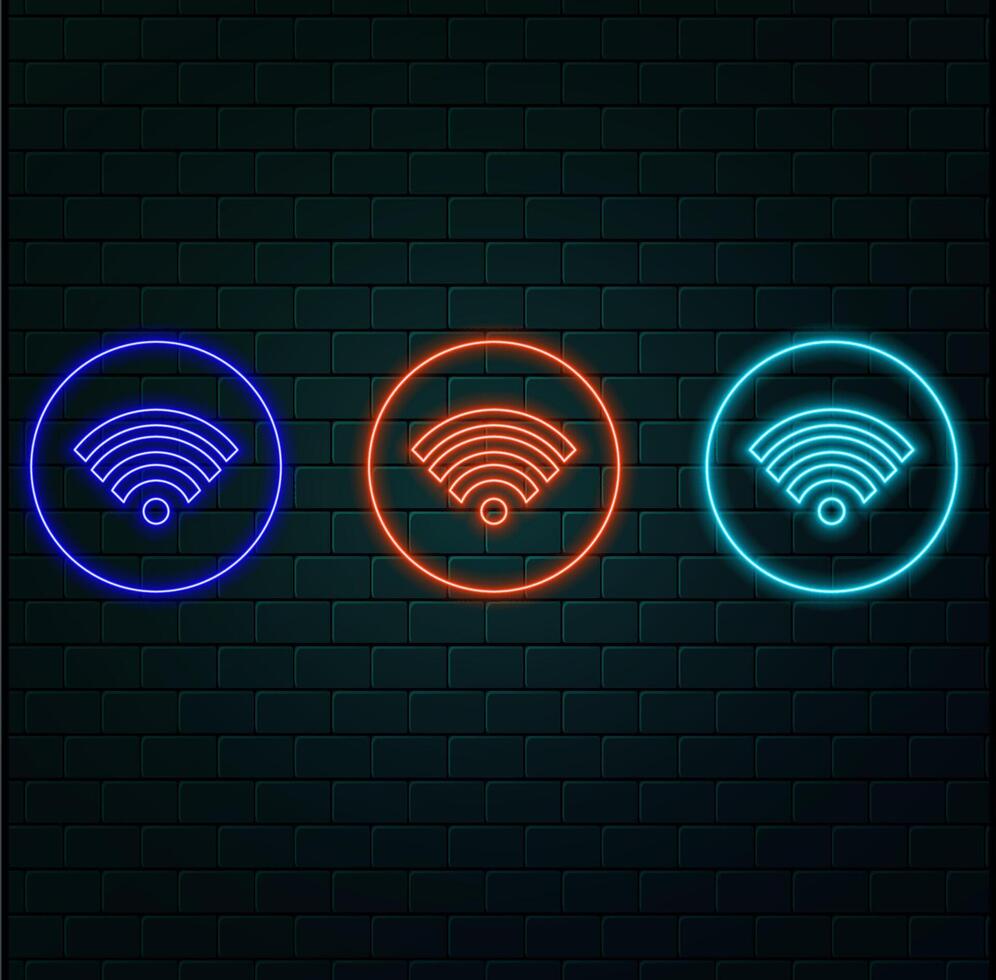 Glowing neon smartphone screen and frame with wifi icon. Neon light outline phone with wi-fi icon. Flash Mobile phone with hotspot sign. orange. vector