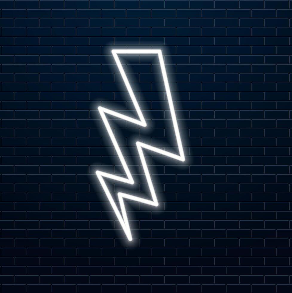 Lightning bolt set neon signs. high-voltage neon symbol, light banner design element modern trend, night bright advertising, bright sign.. vector