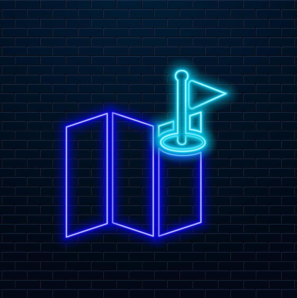 Glowing neon light location icon. Location symbol glowing in the dark. many colors.. vector