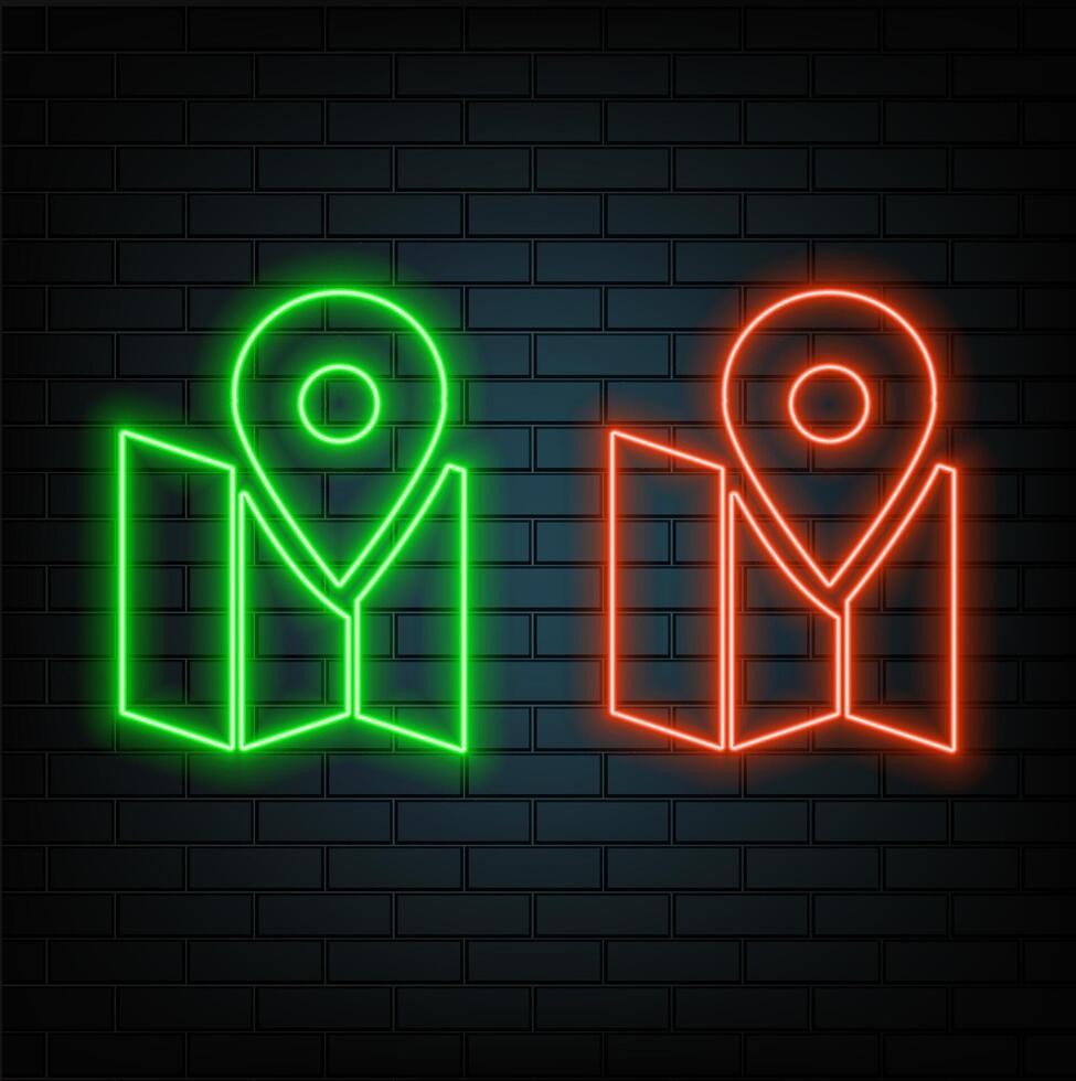 Abstract neon location sign icon illustration. style neon. vector