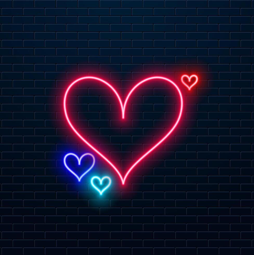 Cocktail Neon Sign Set on brick wall background. pink vector