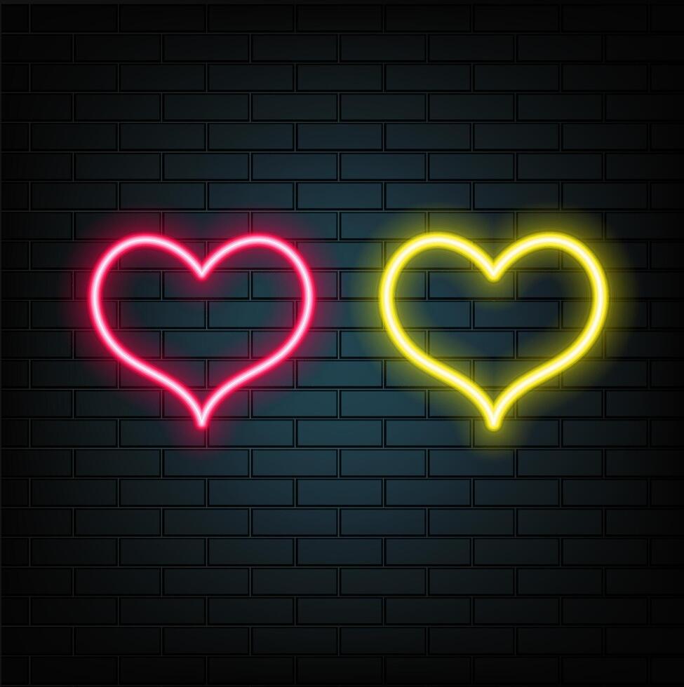 Heart neon sign. Glowing bright purple heart signboard.. vector