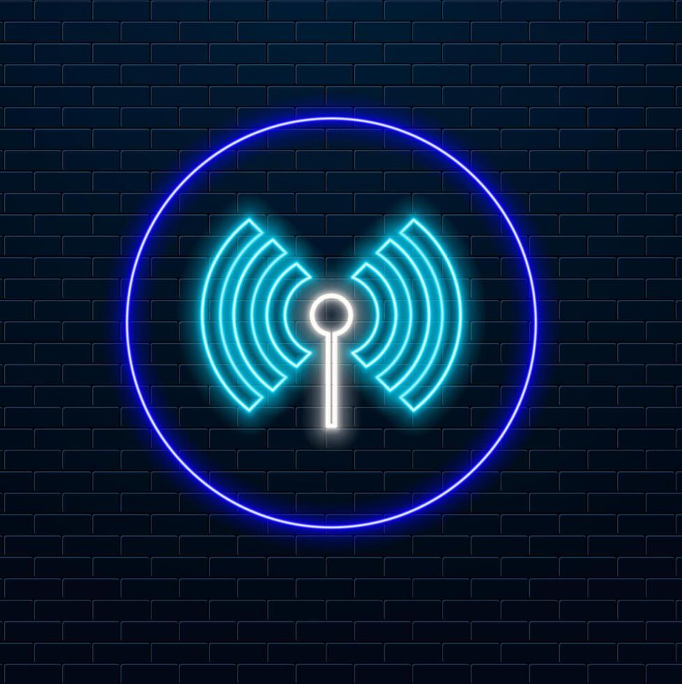 Wifi signal icon in neon style. Wifi signal icon. Web network connect logo sign. Retro sign with glowing neon. illustration. vector