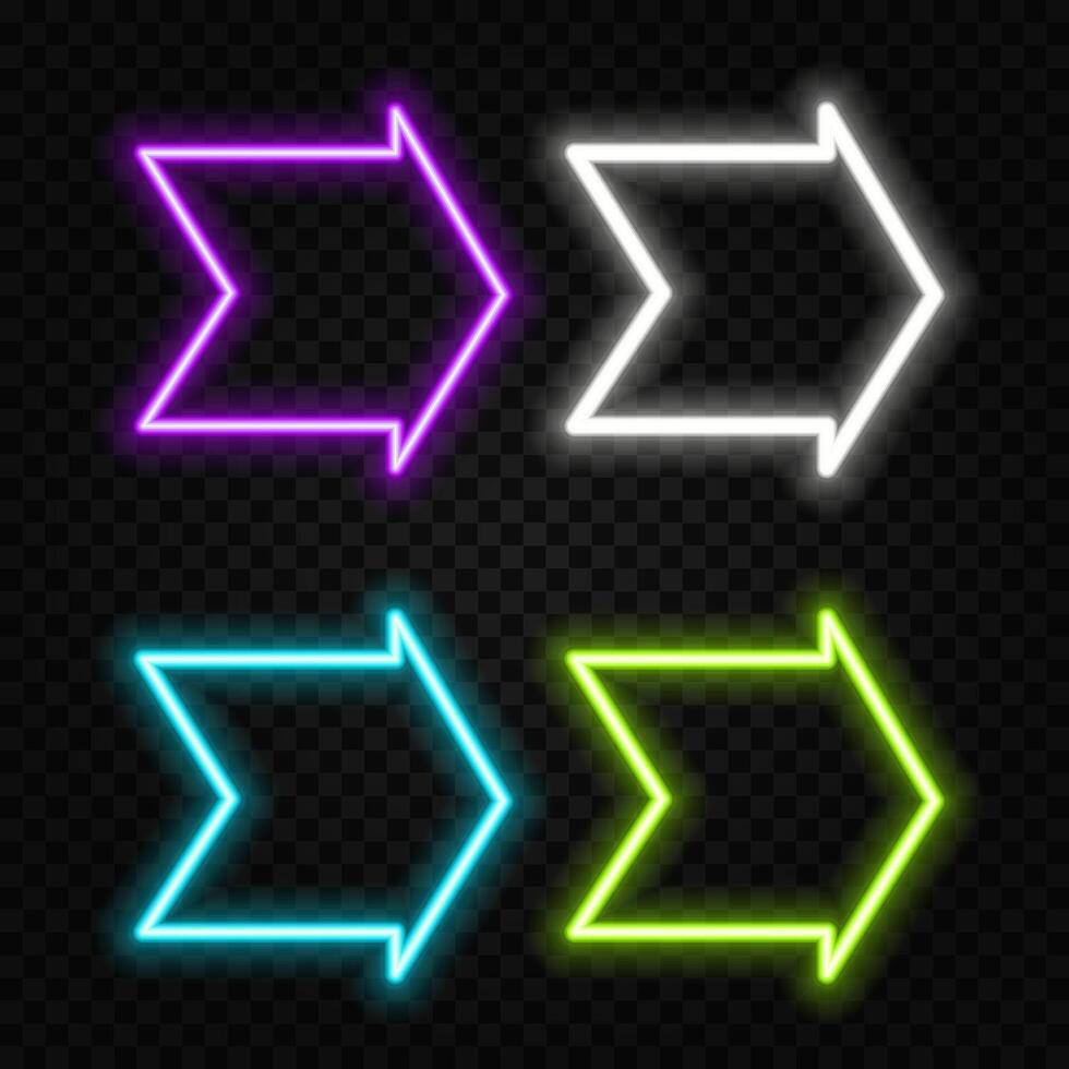 Neon arrow symbol icon. Black Background with arrow direction down. Directional sign. Flashing neon icon to the download arrow. neon arrow sign... vector